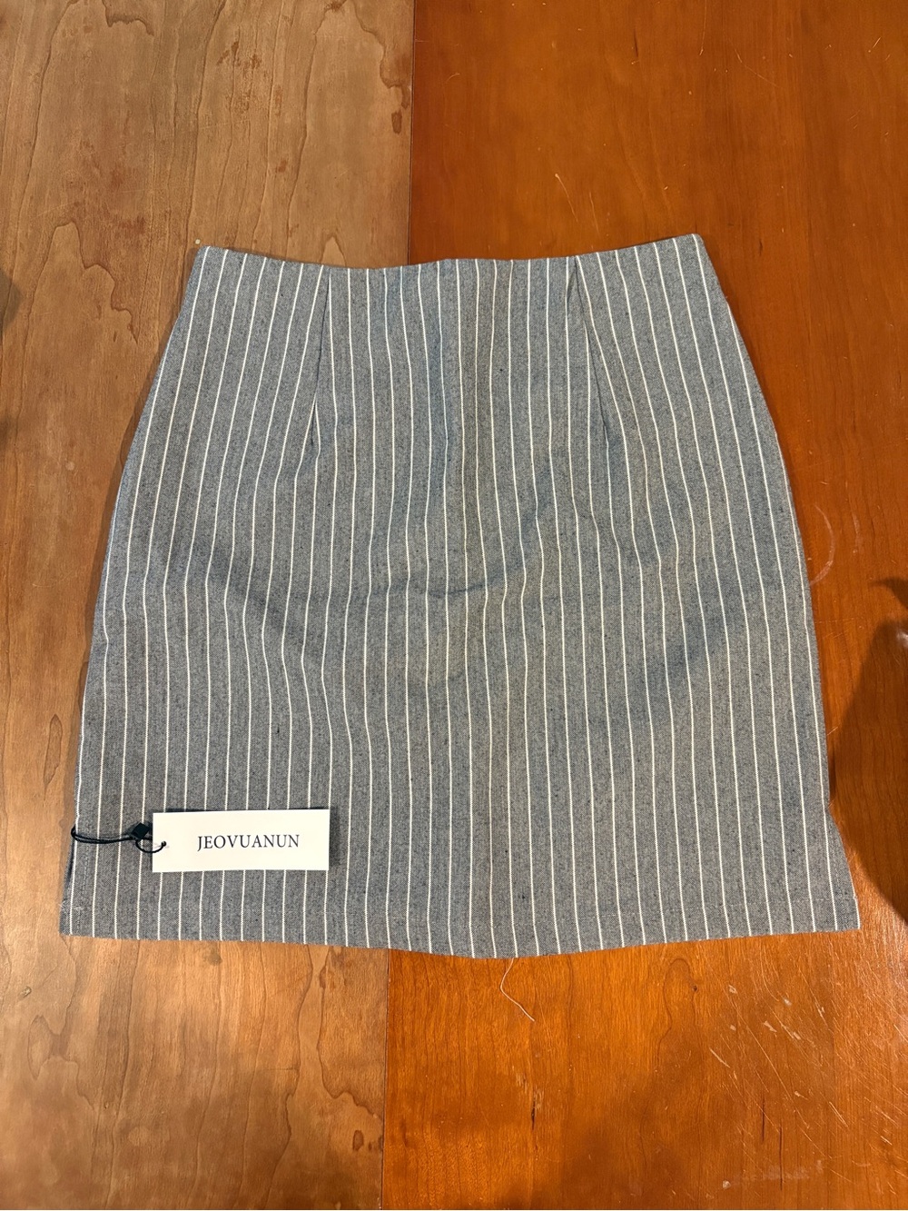 Heathered Grey and White Striped Mini Skirt